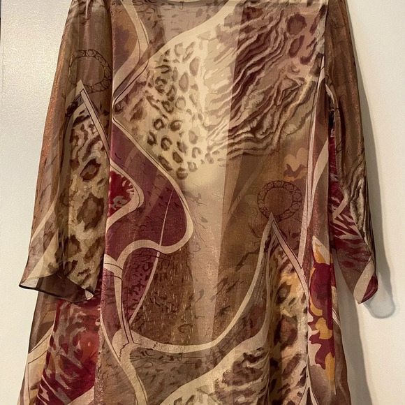 Chico’s Sheer 3/4 Sleeve Mixed Animal Print Kimono Style Chico’s 2/3 or … - Picture 4 of 5